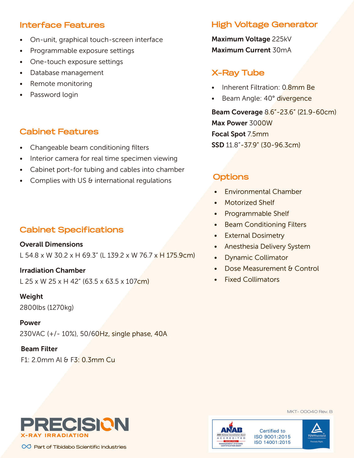  technical specification sheet 